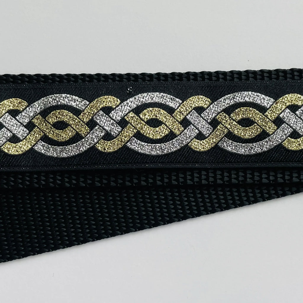 Hidden Prong Dog Training Collar Black with Silver and Gold Chain Design