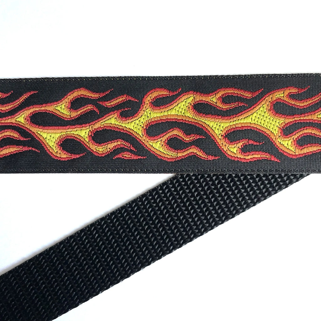 Hidden Prong Dog Training Collar Black with Yellow Flames Design