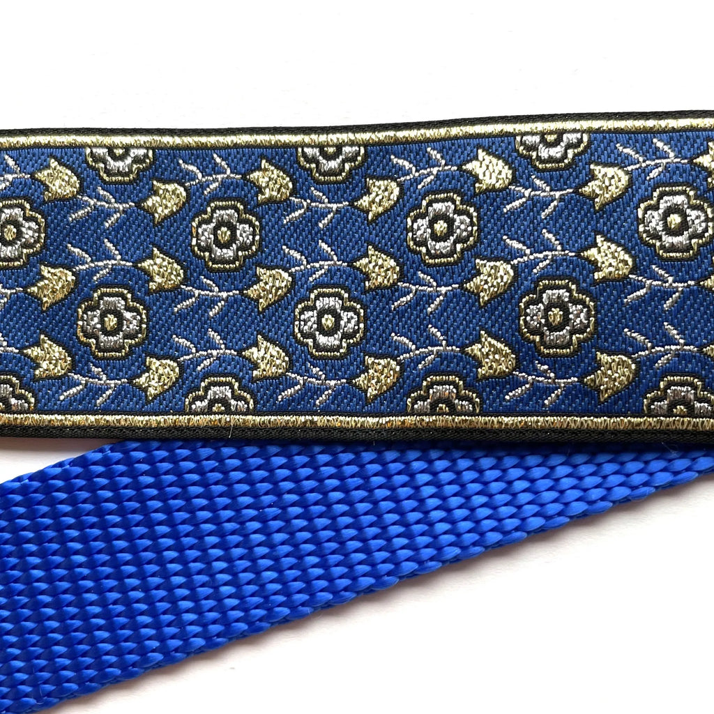 Hidden Prong Dog Training Collar Blue Flowers Design