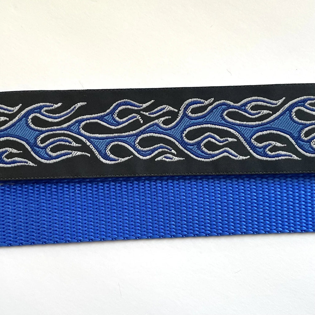 Hidden Prong Dog Training Collar Blue with Blue Flames Design