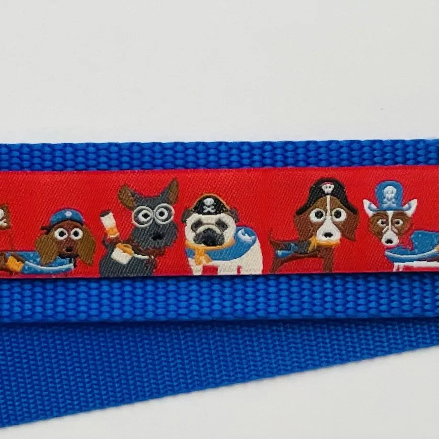 Hidden Prong Dog Training Collar Blue with Pirate Puppies Design