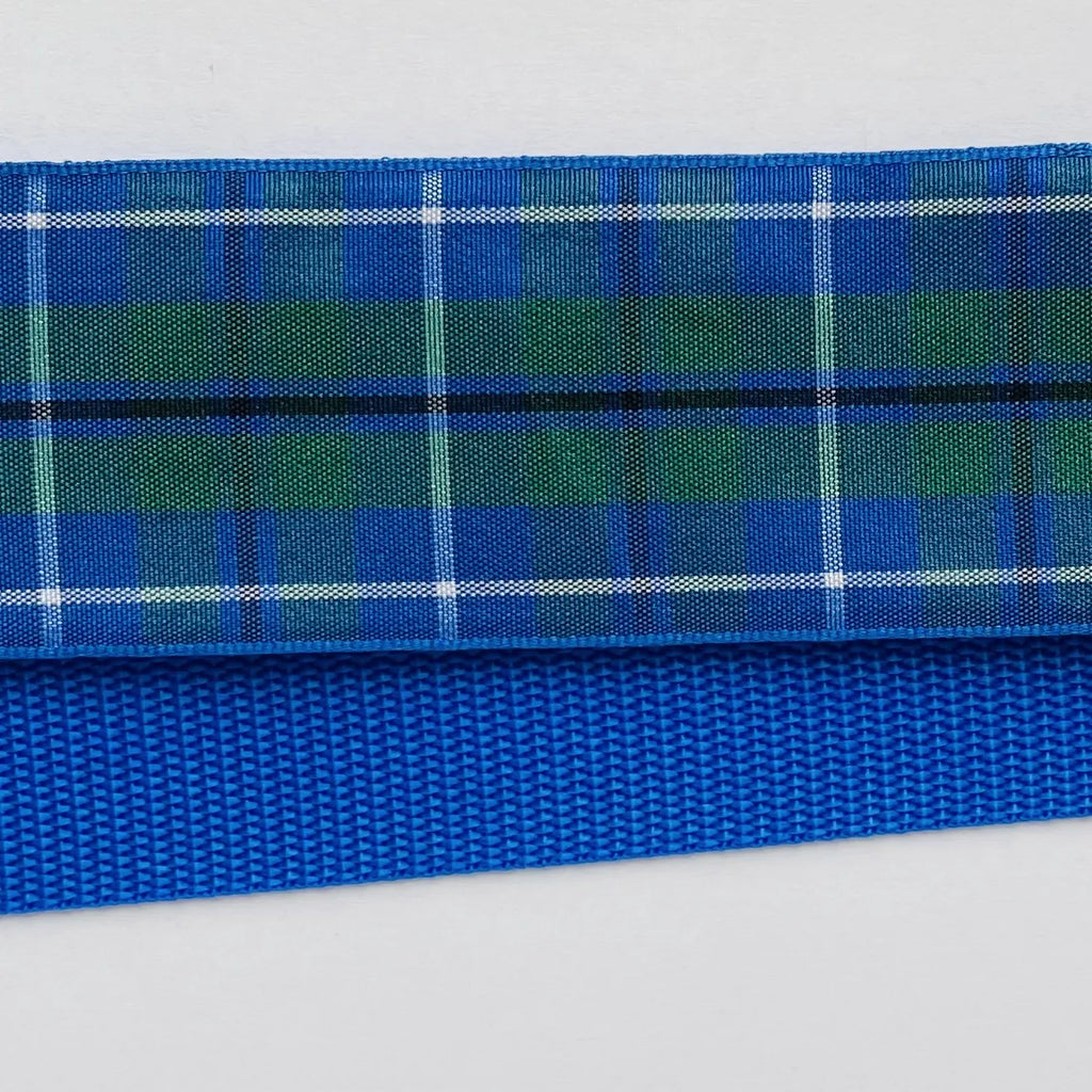 Hidden Prong Dog Training Collar Blue with Plaid Design