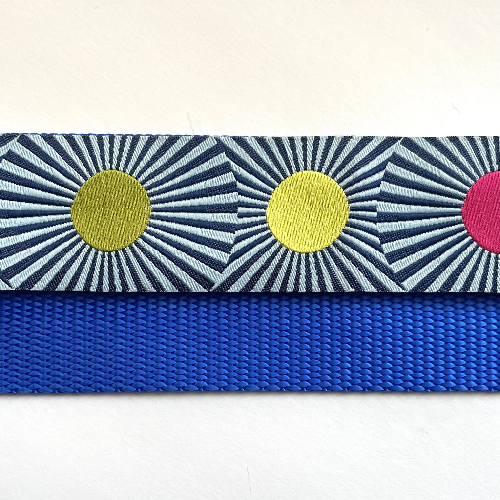 Hidden Prong Dog Training Collar Blue with Sunburst Design