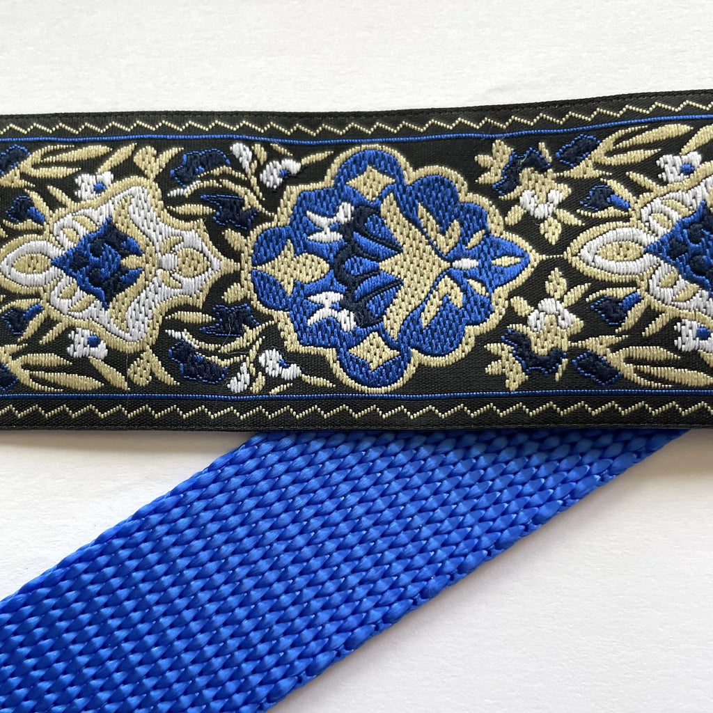 Hidden Prong Dog Training Collar Blue with Tapestry Design