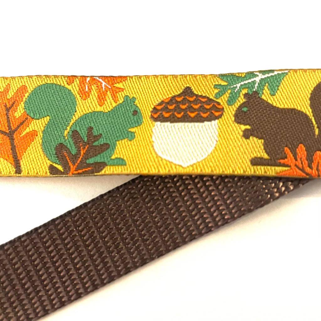 Hidden Prong Dog Training Collar Brown and Yellow with Squirrels Design