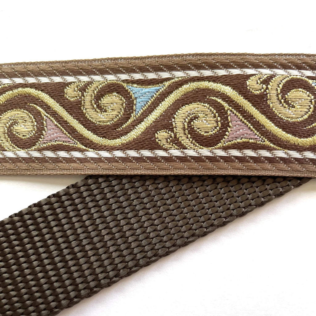 Hidden Prong Dog Training Collar Brown with Gold Swirls Design