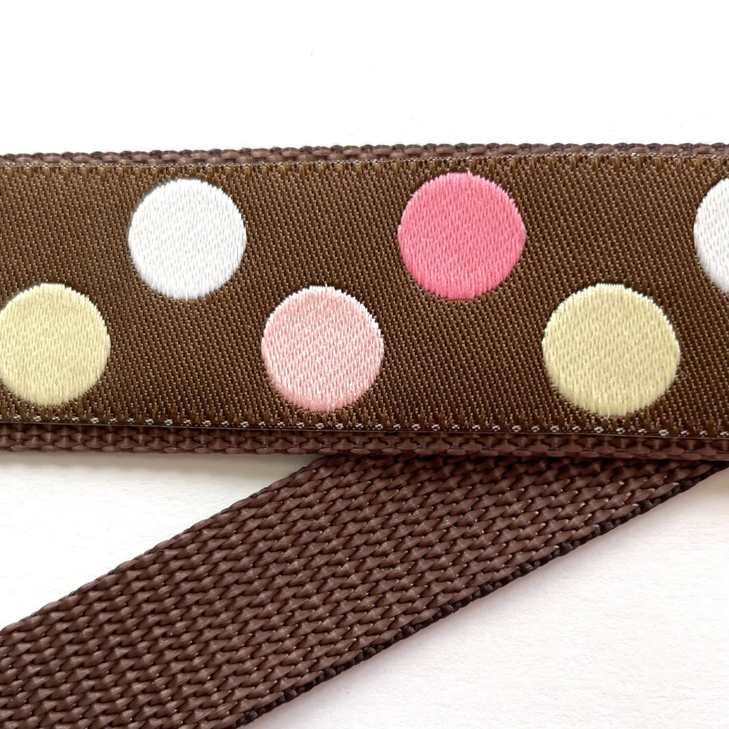 Hidden Prong Dog Training Collar Brown with Pink Dots  Design