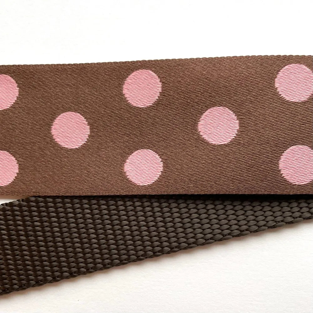 Hidden Prong Dog Training Collar Brown with Pink Spots Design