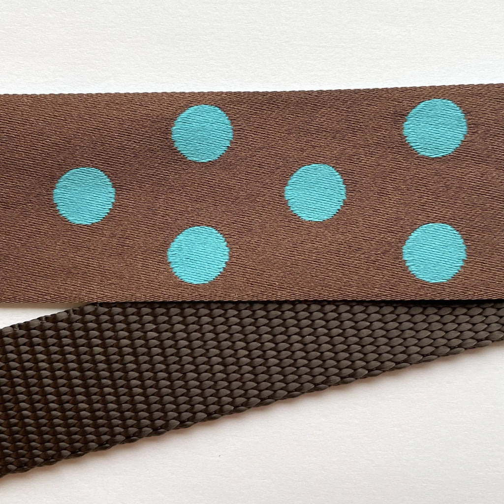 Hidden Prong Dog Training Collar Brown with Teal Dots Design