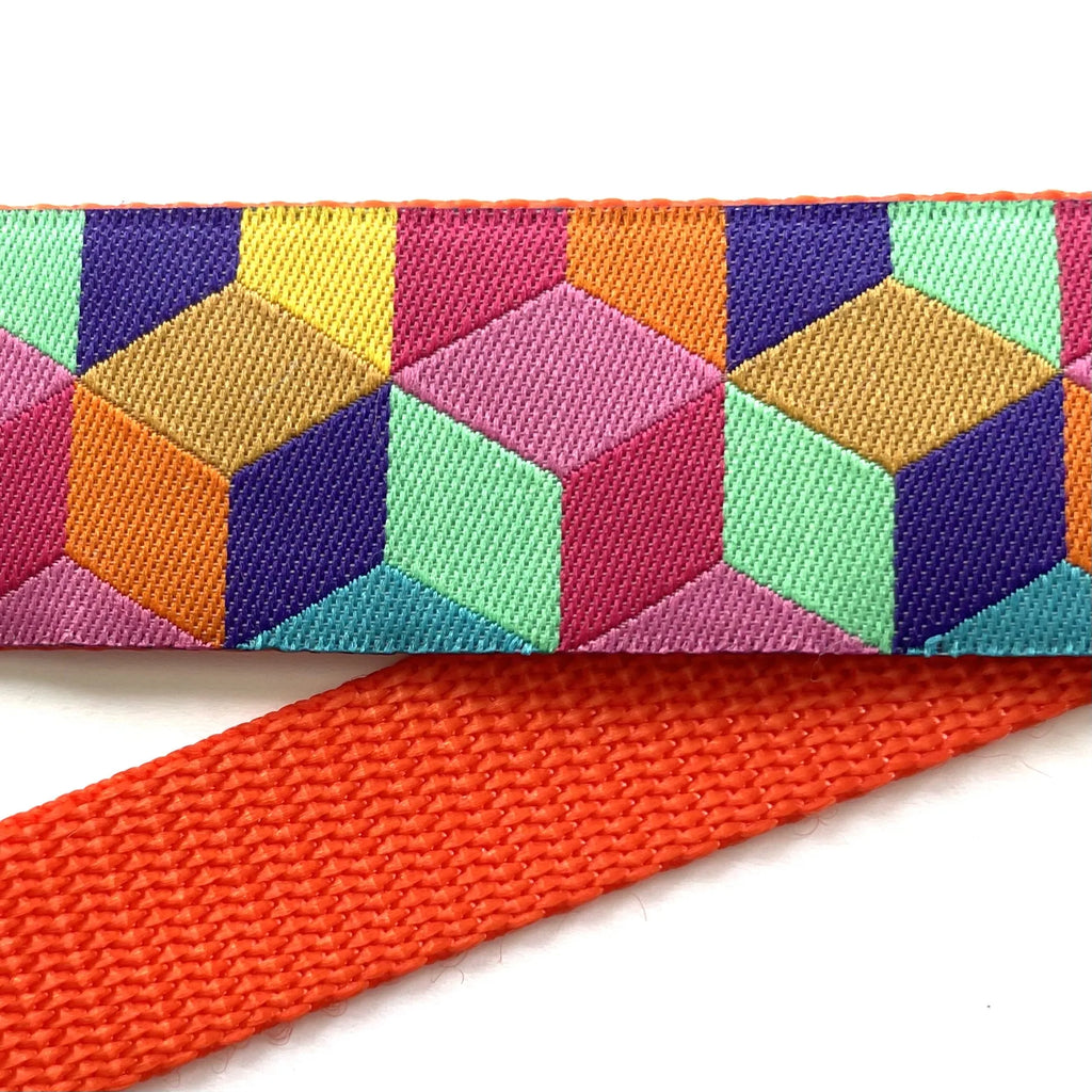 Hidden Prong Dog Training Collar Orange with Blocks Design