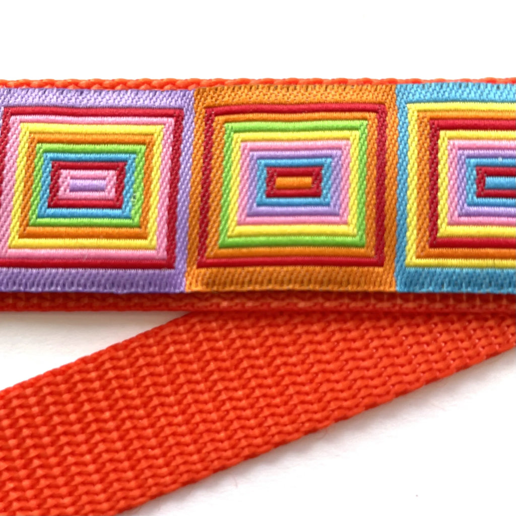 Hidden Prong Dog Training Collar Orange with Colorful Blocks Design