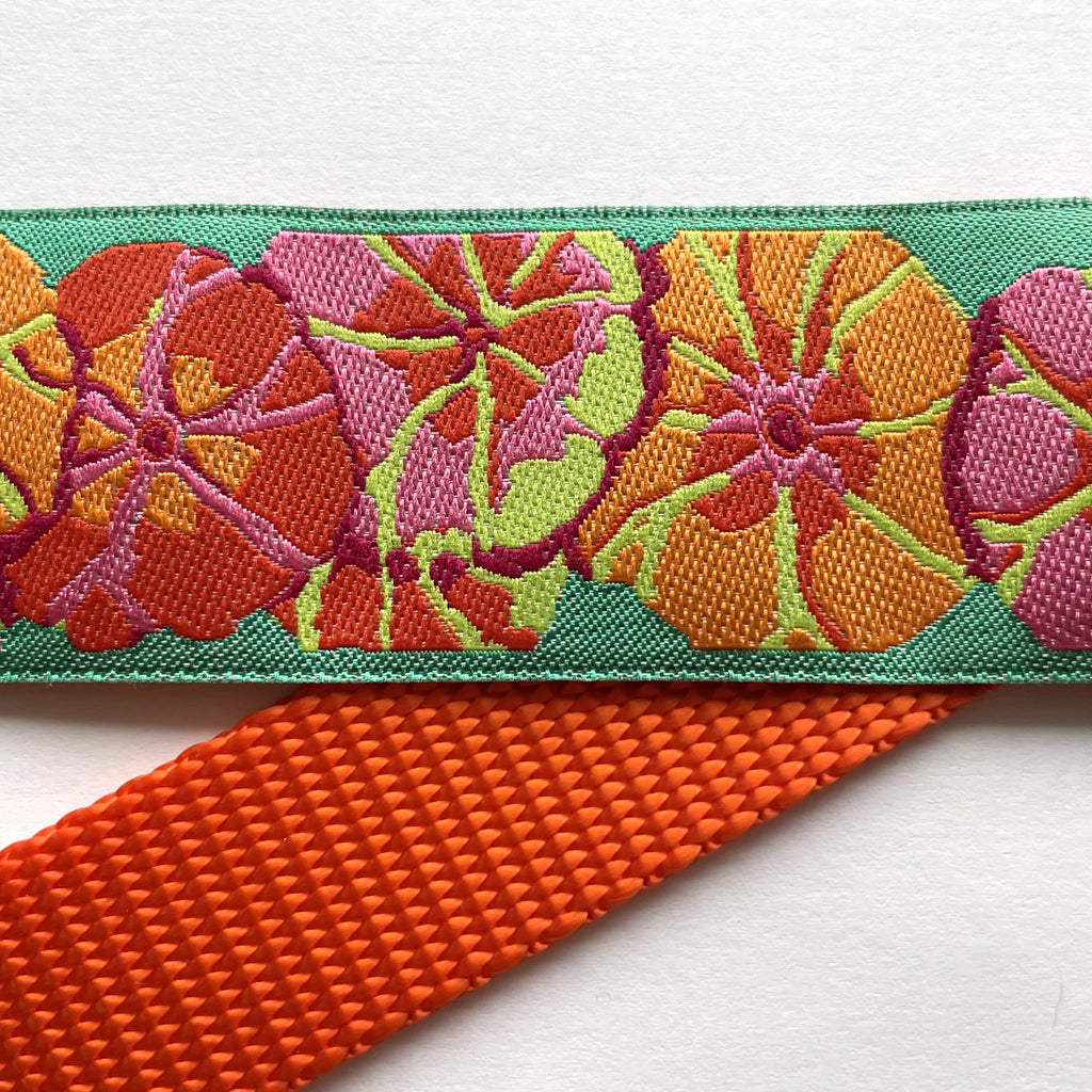 Hidden Prong Dog Training Collar Orange with Flowers Design