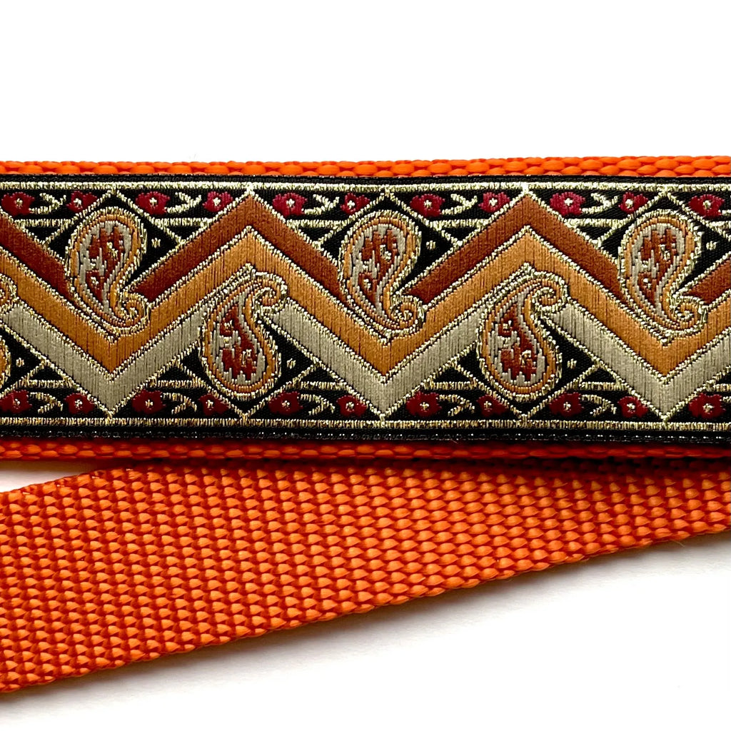 Hidden Prong Dog Training Collar Orange with Gold Elegant Design
