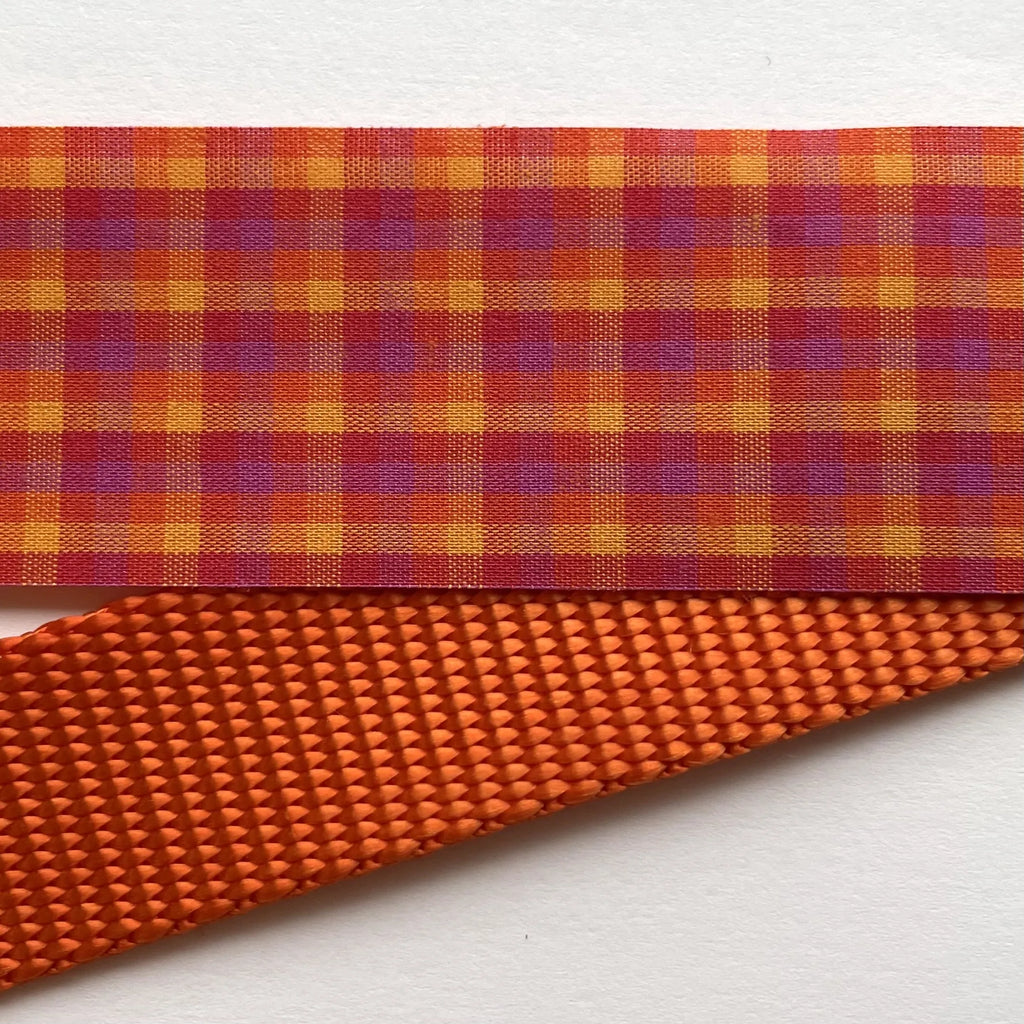 Hidden Prong Dog Training Collar Orange with Raspberry Plaid Design