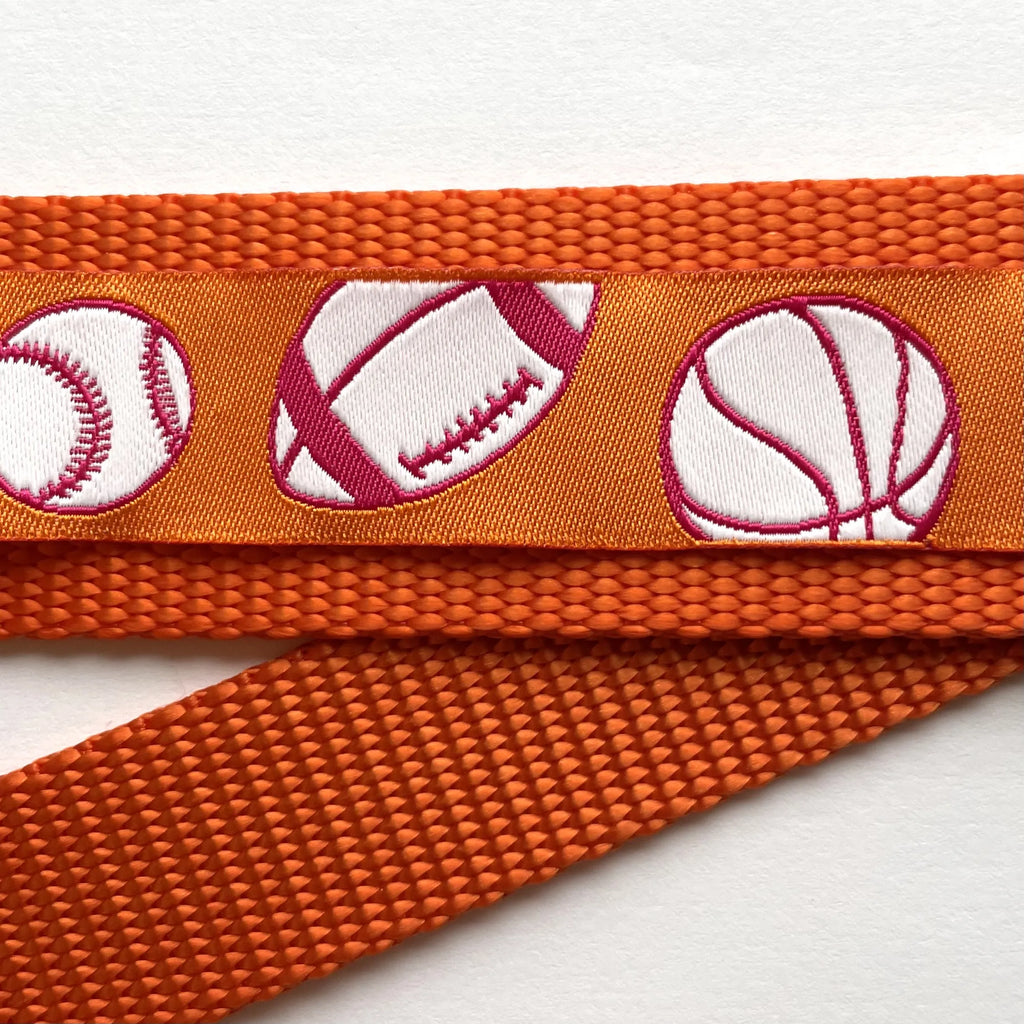 Hidden Prong Dog Training Collar Orange with Sports Balls Design