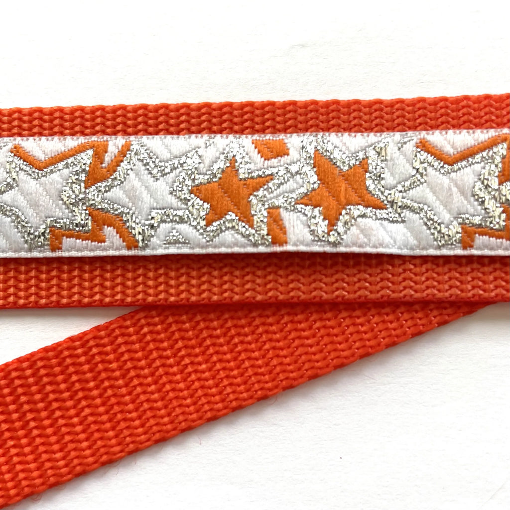 Hidden Prong Dog Training Collar Orange with Stars Design