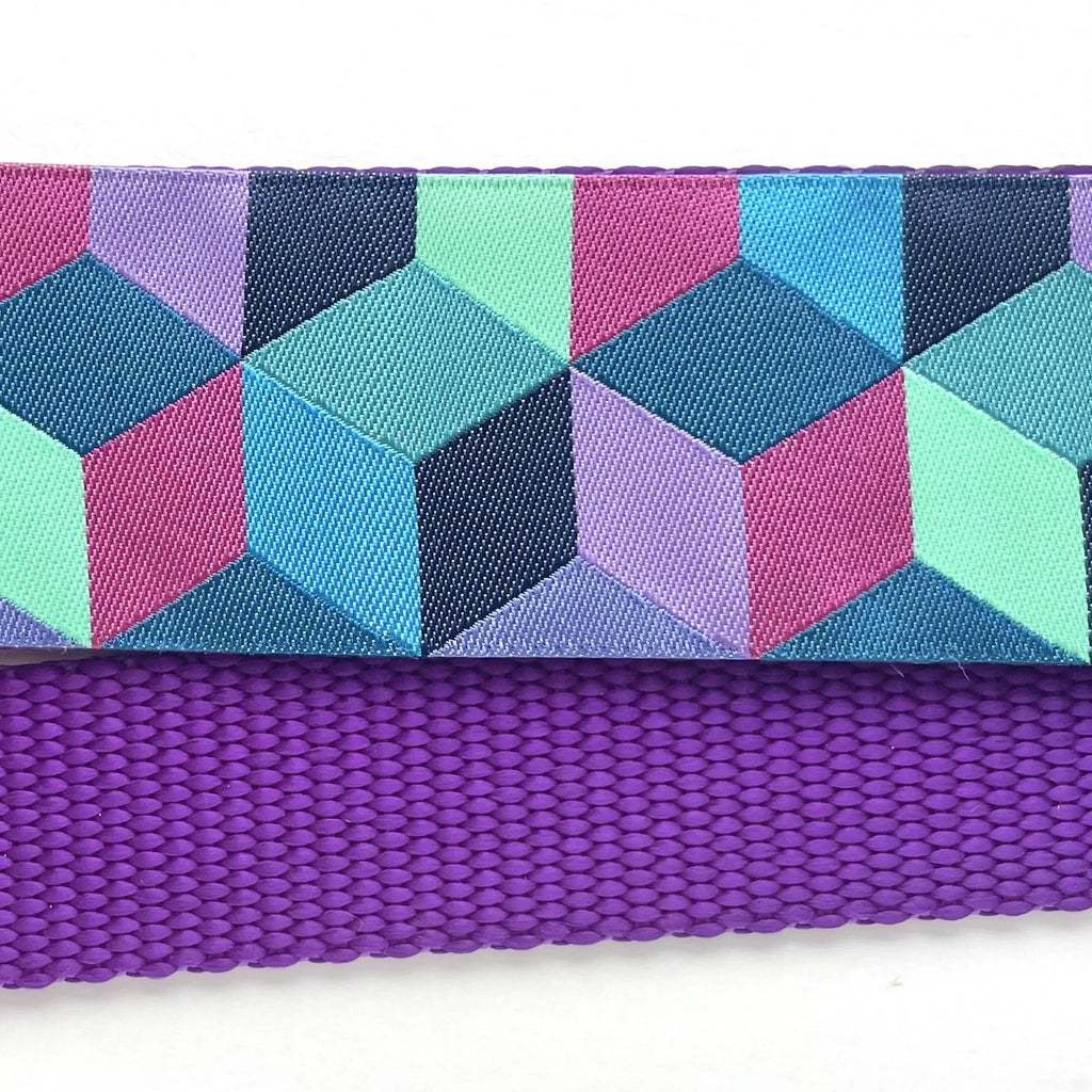 Hidden Prong Dog Training Collar Purple with Blocks Design