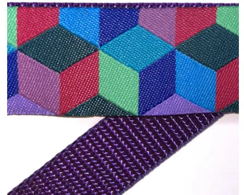 Hidden Prong Dog Training Collar Purple with Blocks Design