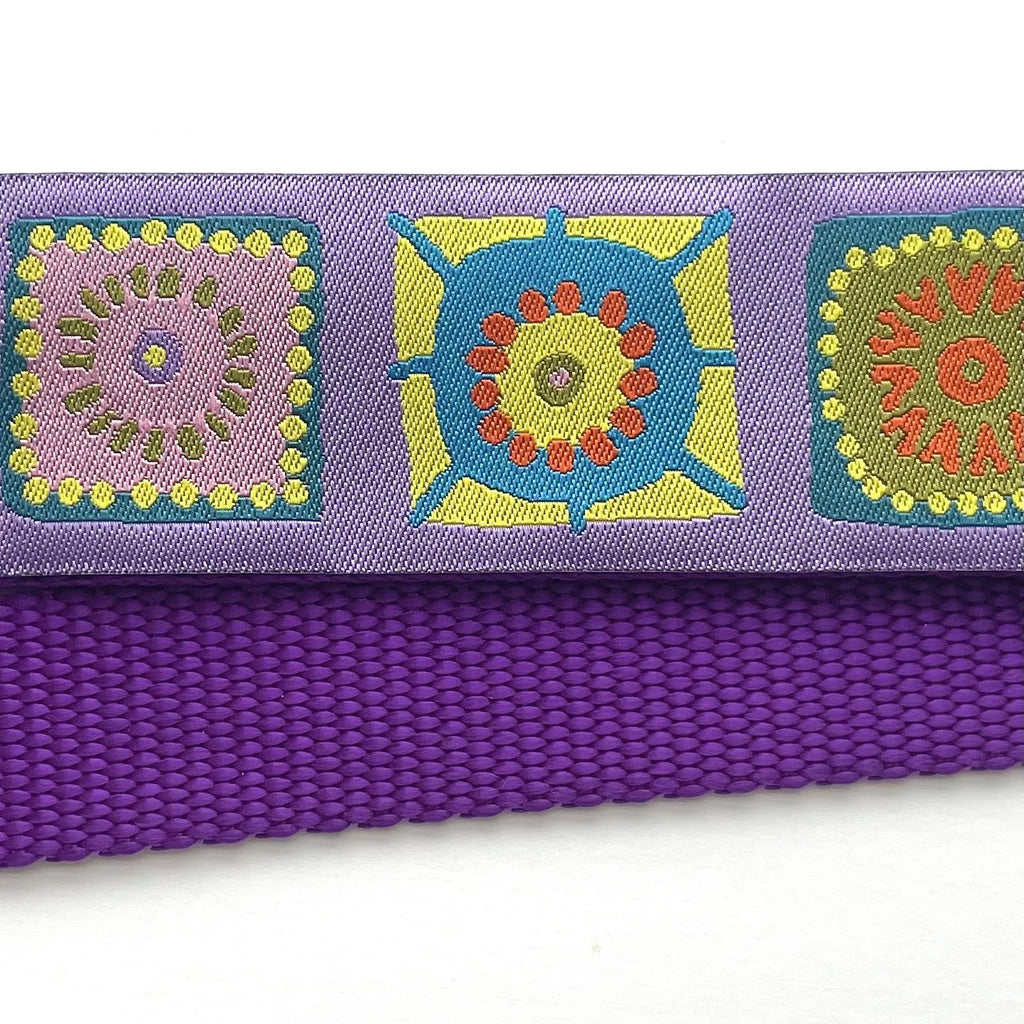 Hidden Prong Dog Training Collar Purple with Flower Boxes Design