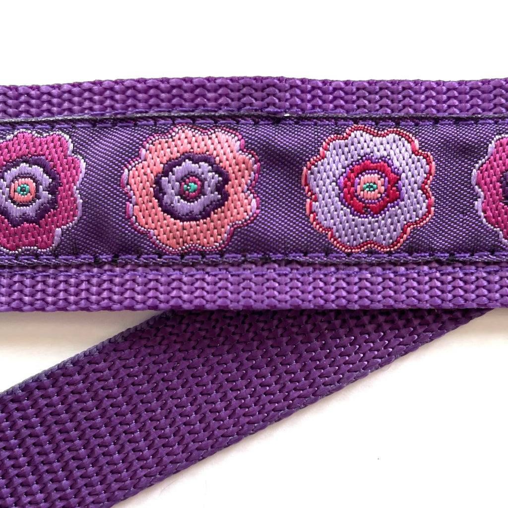 Hidden Prong Dog Training Collar Purple with Flowers Design