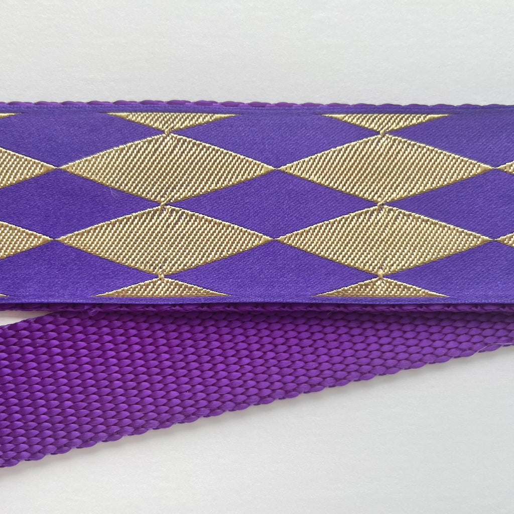 Hidden Prong Dog Training Collar Purple with Gold Diamond Design