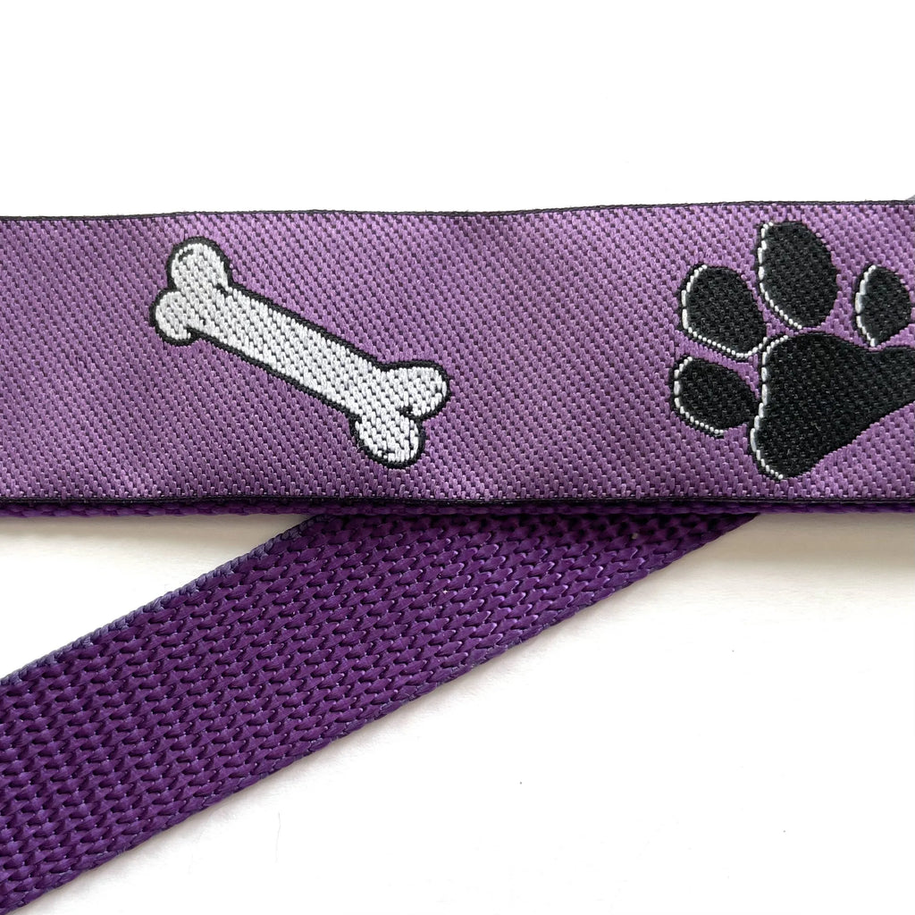 Hidden Prong Dog Training Collar Purple with Paws and Bones Design