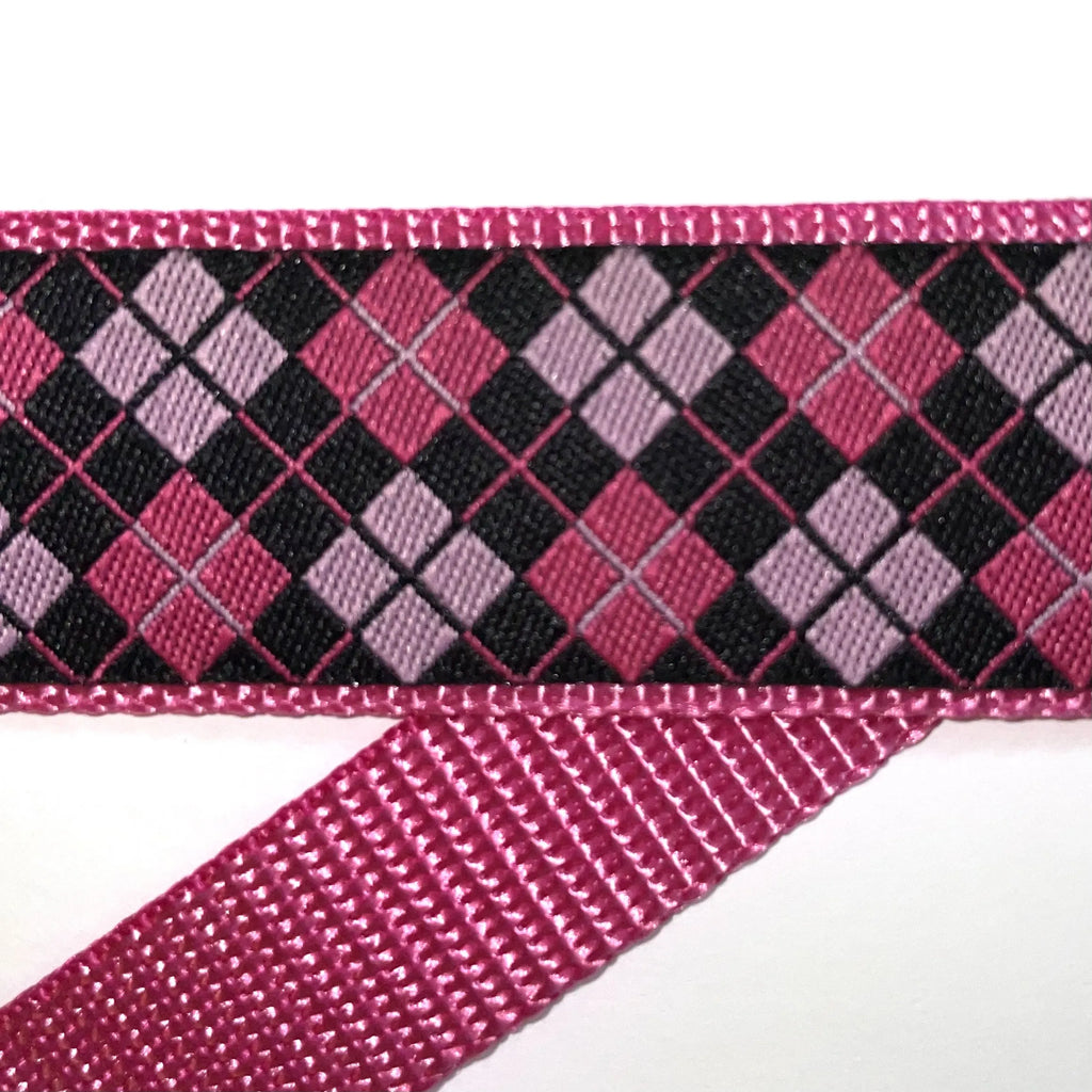 Hidden Prong Dog Training Collar Raspberry with Checkers Squares