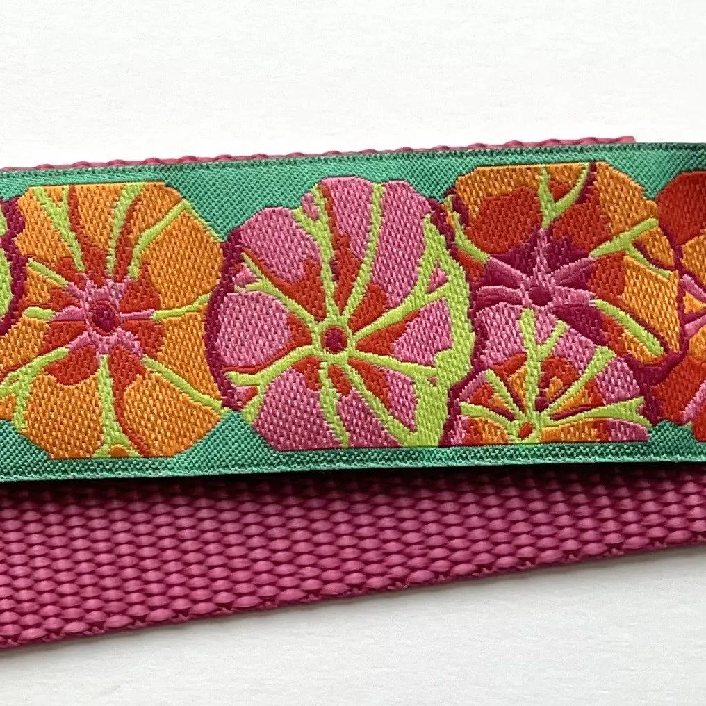 Hidden Prong Dog Training Collar Raspberry with Flowers Design