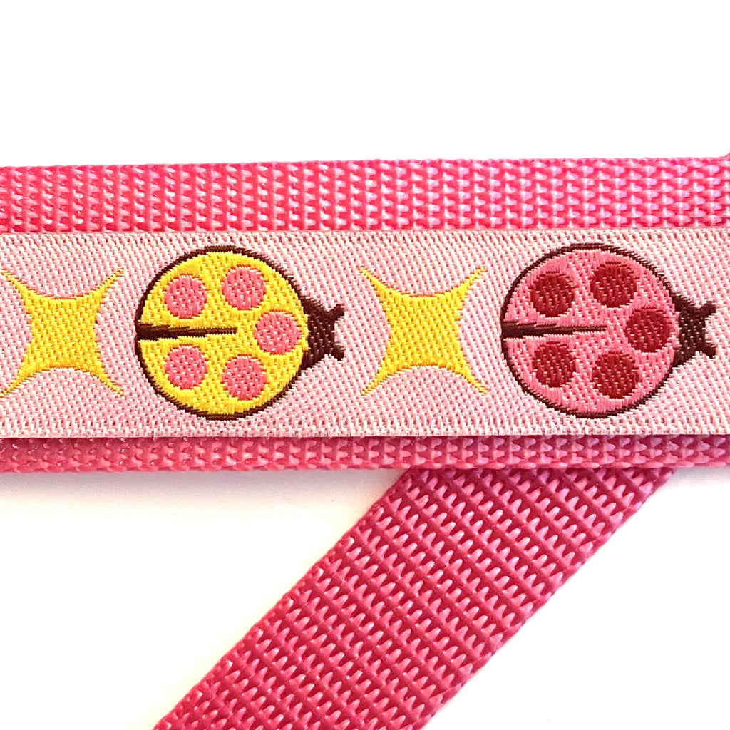 Hidden Prong Dog Training Collar Raspberry with Ladybugs Design