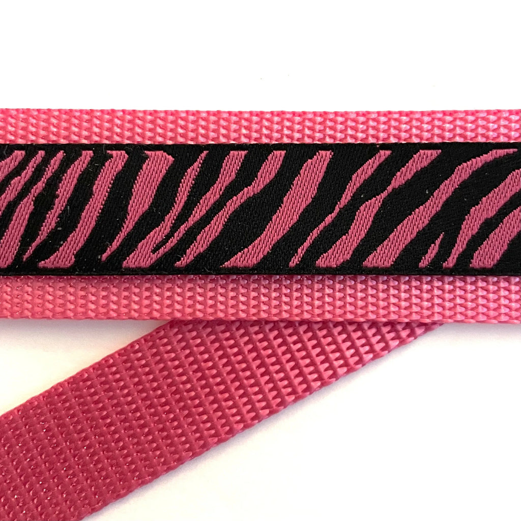 Hidden Prong Dog Training Collar Raspberry with Pink Zebra Design