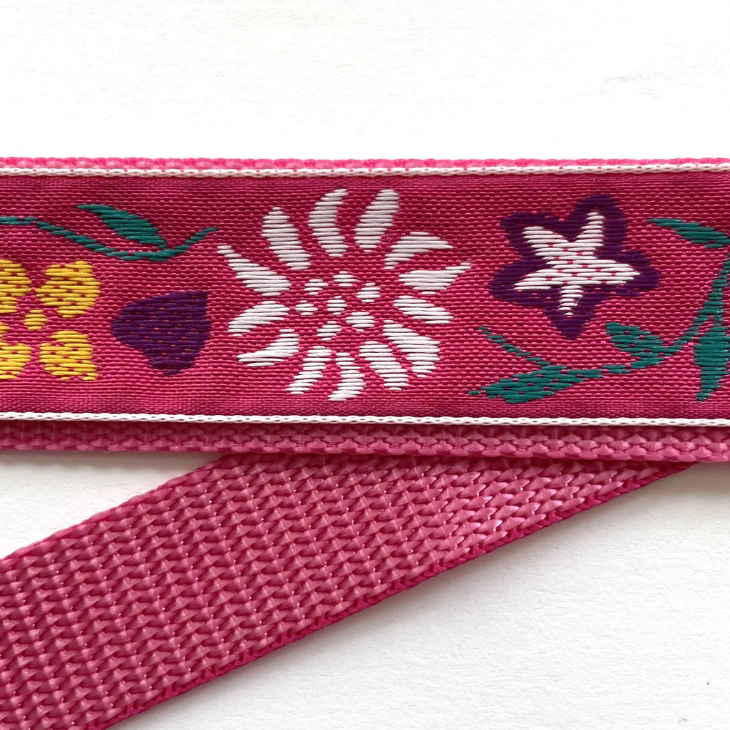 Hidden Prong Dog Training Collar Raspberry with Small FlowersDesign