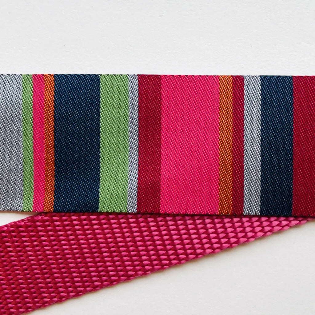 Hidden Prong Dog Training Collar Raspberry with Vertical Stripes Design