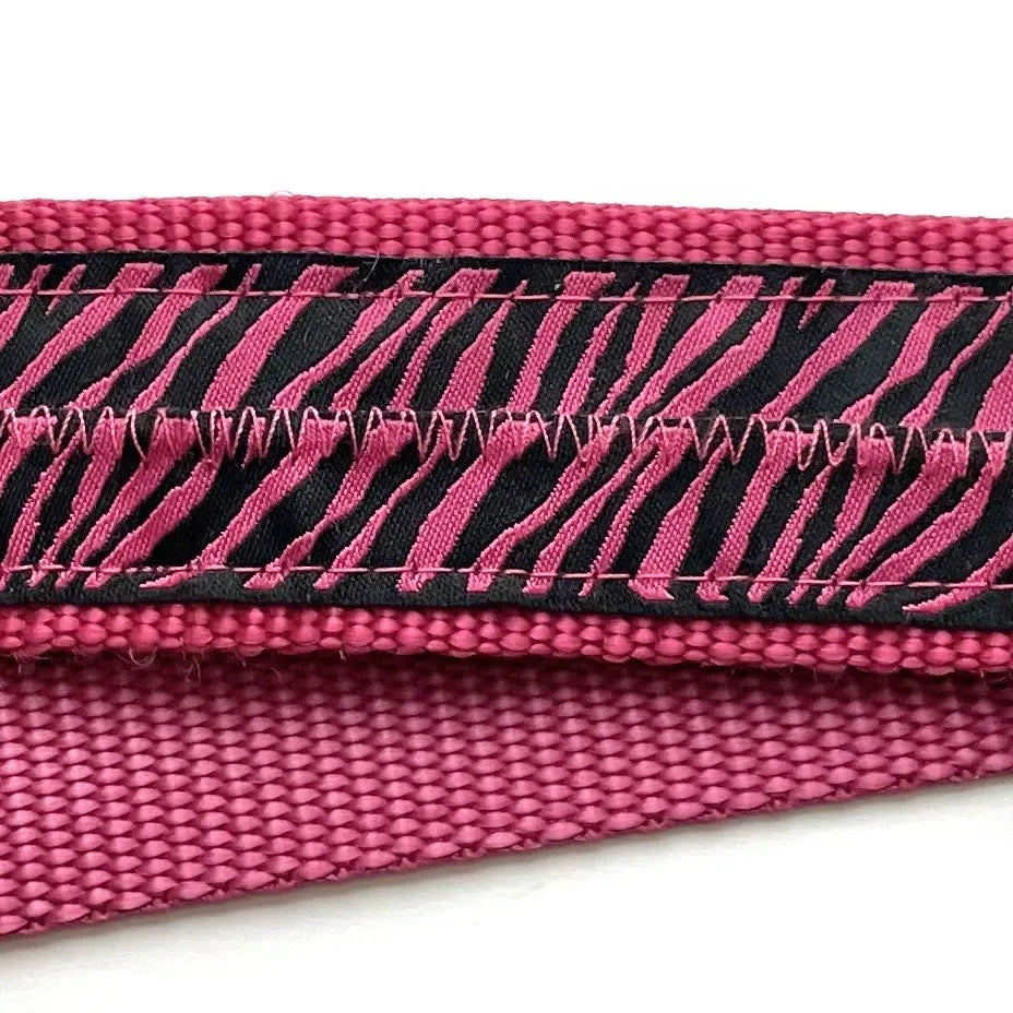 Hidden Prong Dog Training Collar Raspberry with Zebra Design