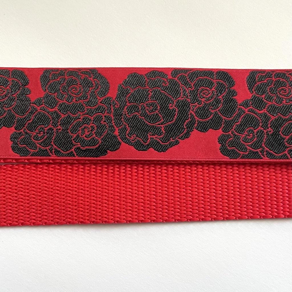 Hidden Prong Dog Training Collar Red with Black Flower Design