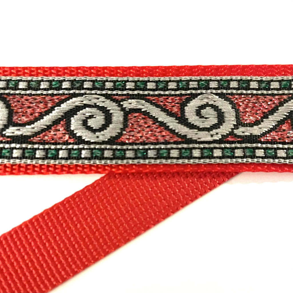 Hidden Prong Dog Training Collar Red with Swirls Design