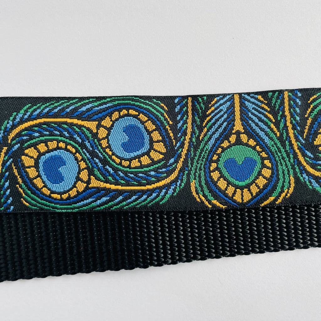 Hidden Prong Dog Training Collar with Black Peacock  Feather Design