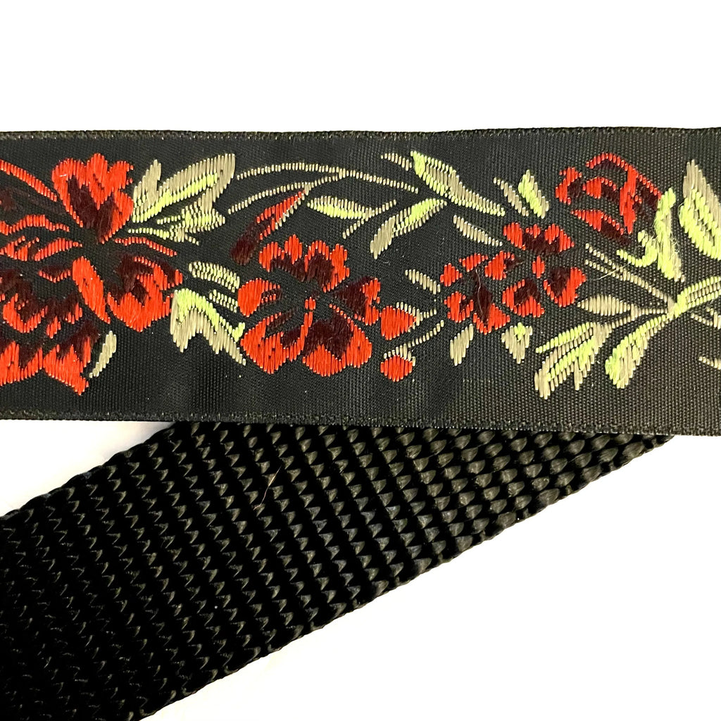 Hidden Prong Dog Training Collar with Black and Red Flower Design