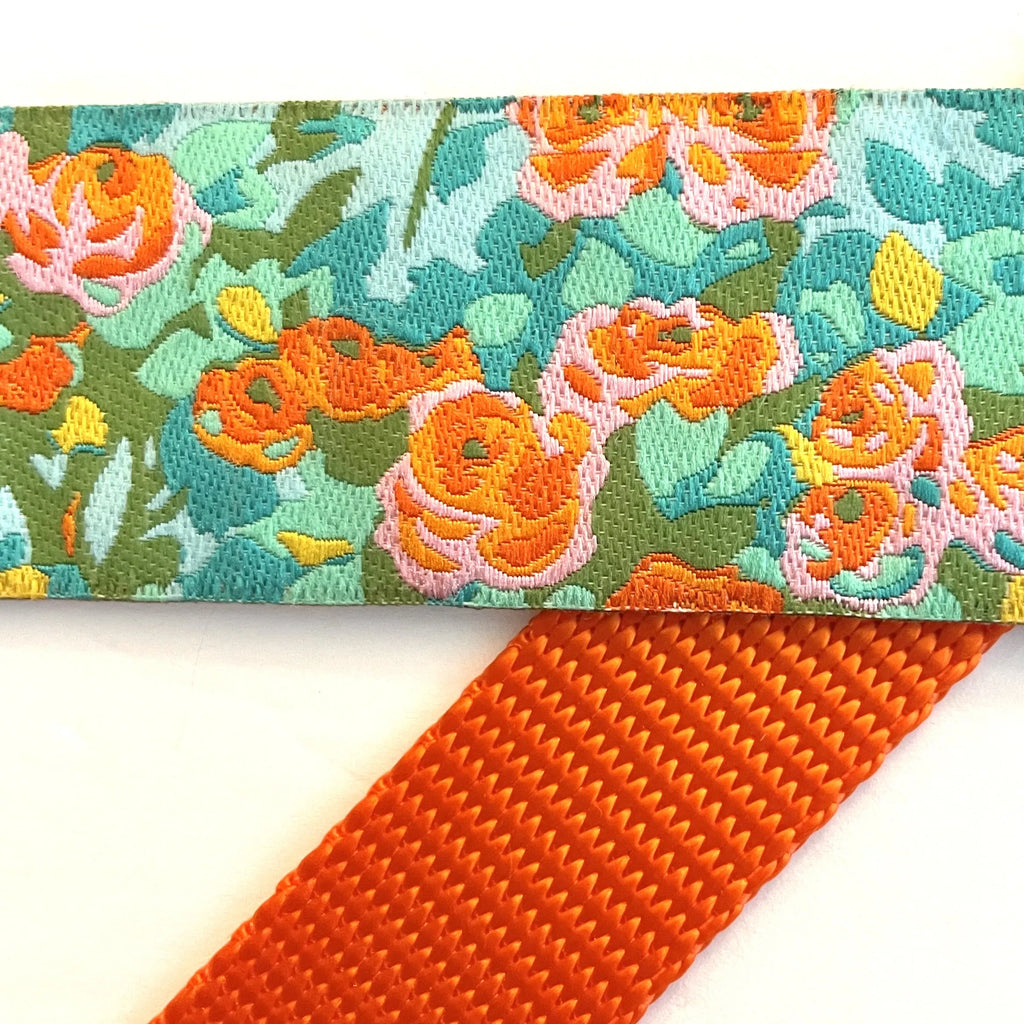 Hidden Prong Dog Training Collar with Orange Flower Design