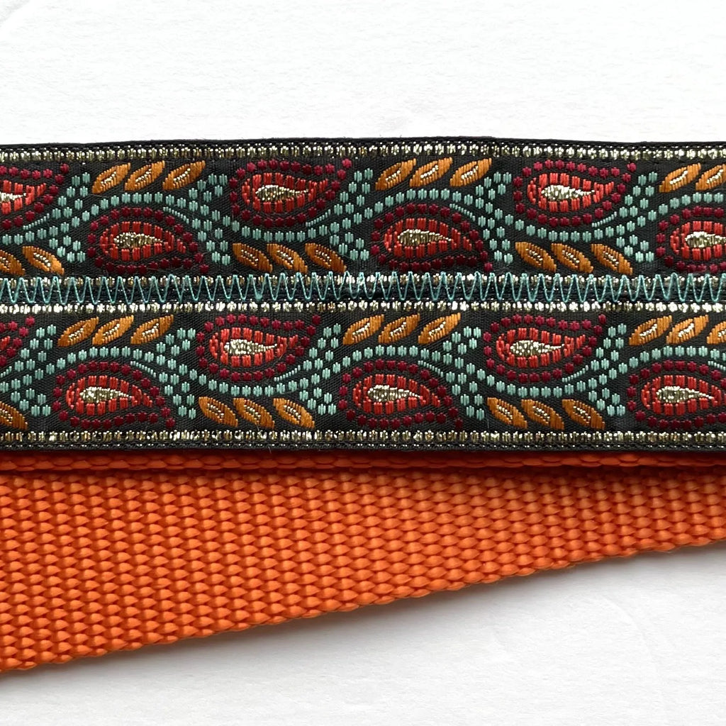 Hidden Prong Dog Training Collar with Orange Mosaic Design
