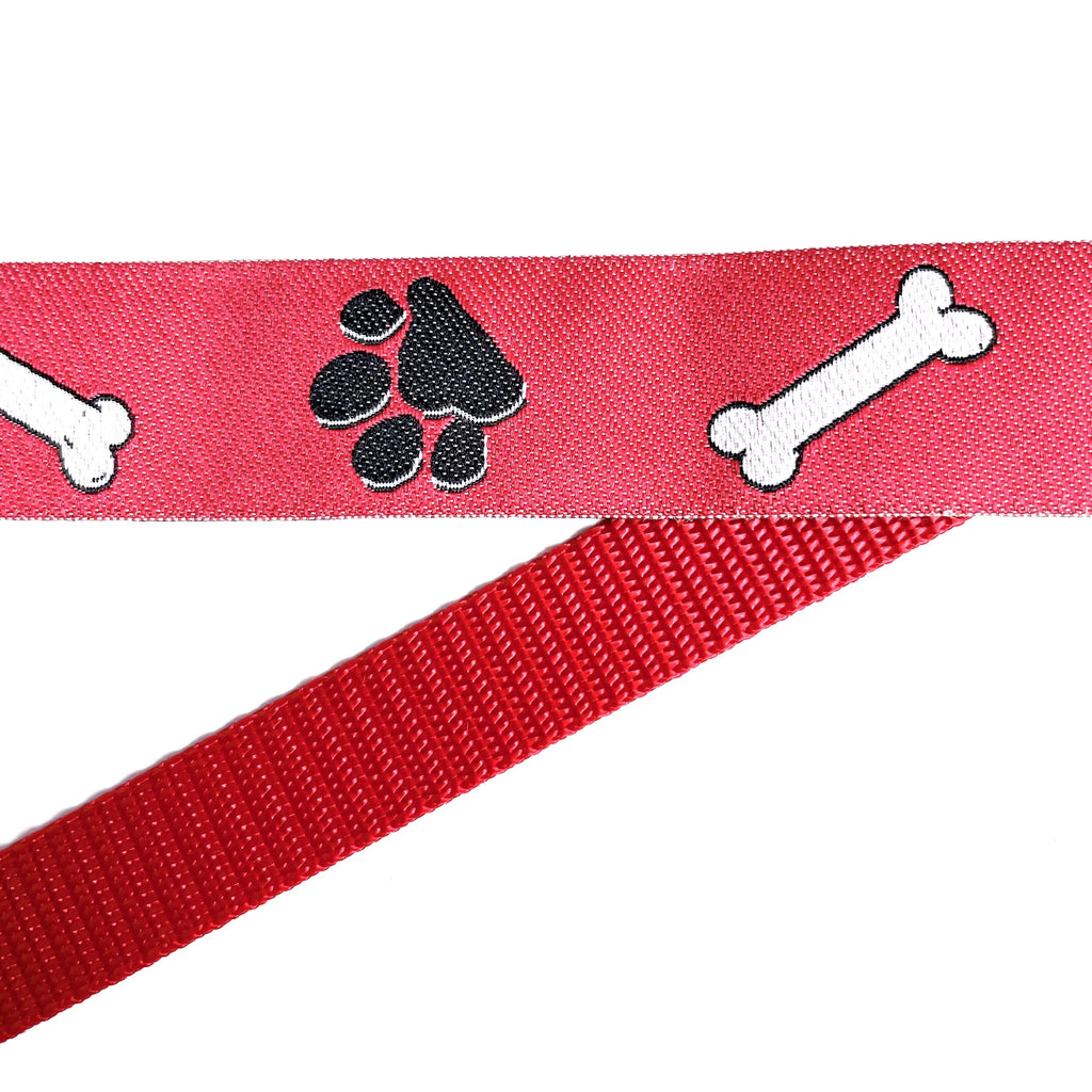 Hidden Prong Dog Training Collar with Red Paws and Bones Design