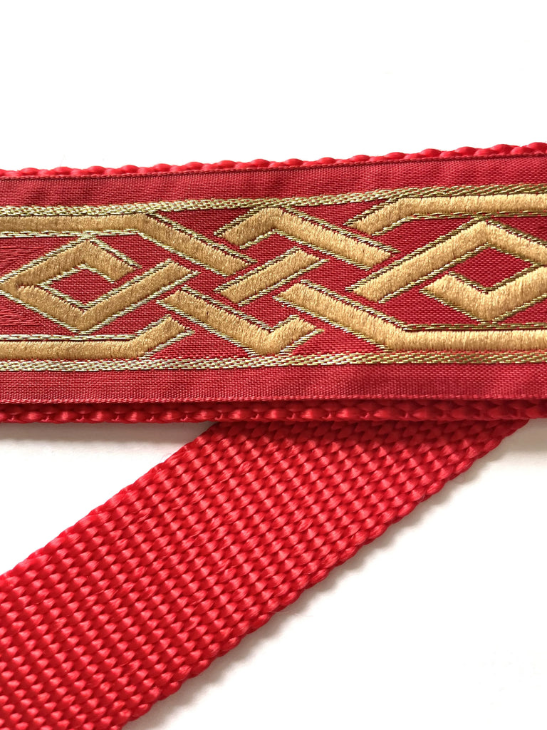 Hidden Prong Dog Training Collar with Red and  Gold Design